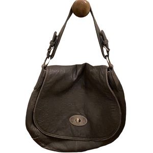 Tano Of Madrid Gray Leather Large Flap Saddle Handbag